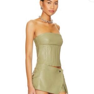 Revolve Olive Green Strapless Top and Skirt Set